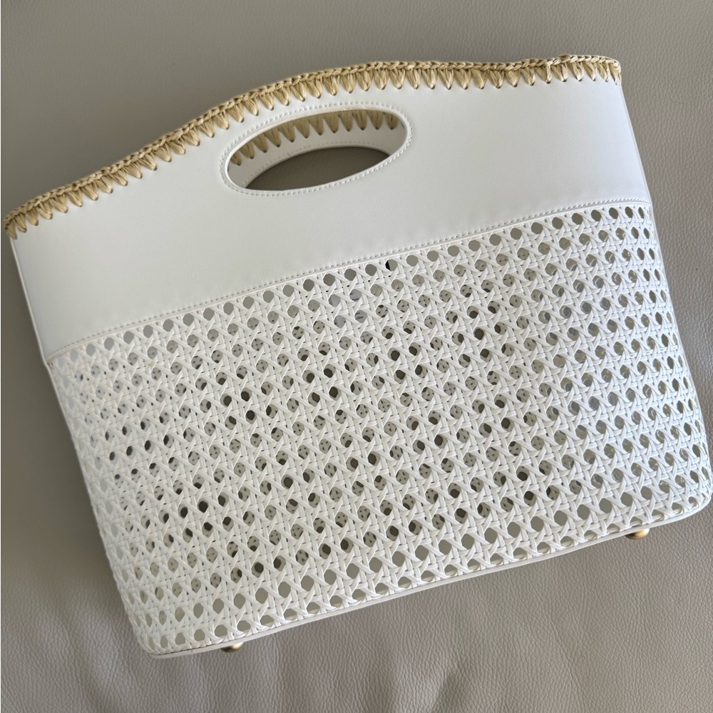 Elegant White Woven Tote Bag